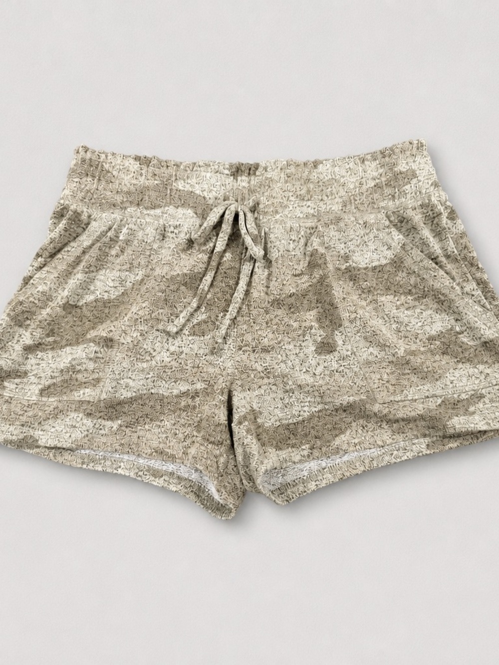 Women’s Camo Knit Lounge Shorts | Elastic Drawstring Waist | Soft Comfy